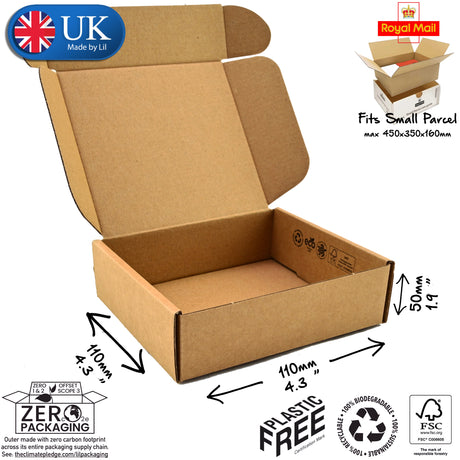 11x11x5cm Cardboard Postal Box Lil Packaging
