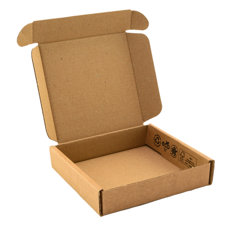 Pizza Style Postal Box, opened showing box interior an quality of the ecommerce, FSC certified, pizza style postal boxes product